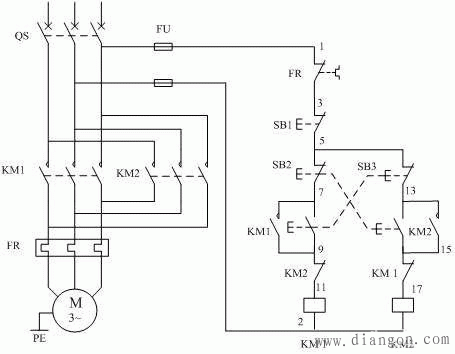 三廂異步電動機正反轉接線圖1